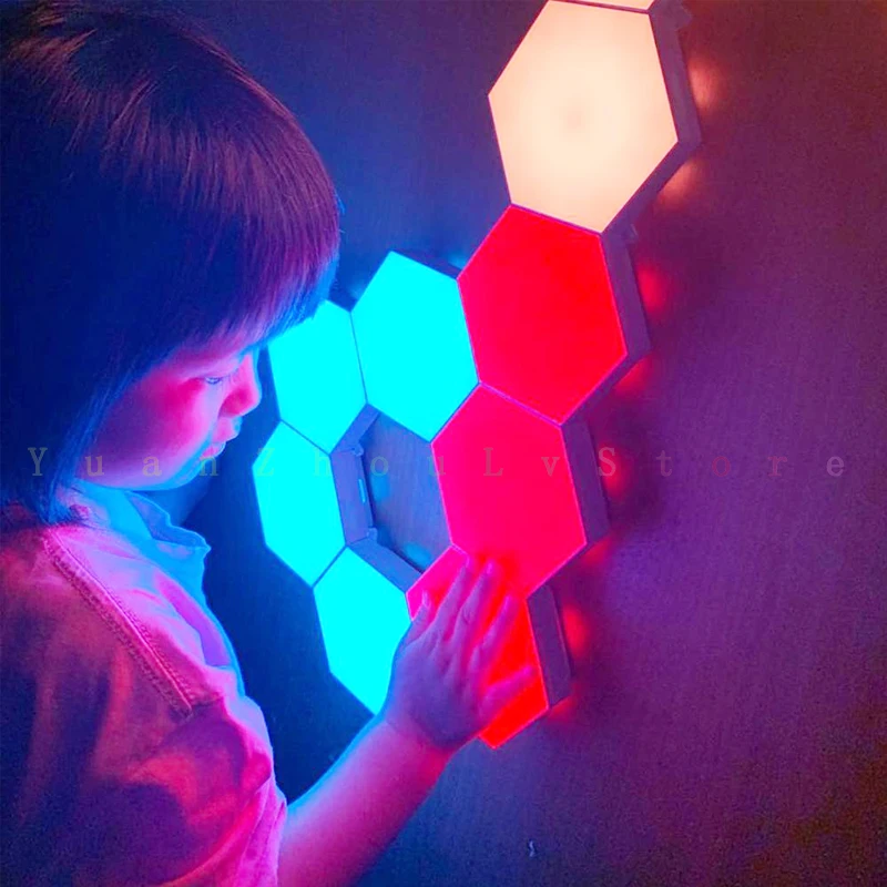 

10Pcs DIY Quantum Lamp LED Lamp Modular Touch Sensitive Lighting Hexagonal Night Light Lamps Wall Lamp Hexagonal Wall Lighting