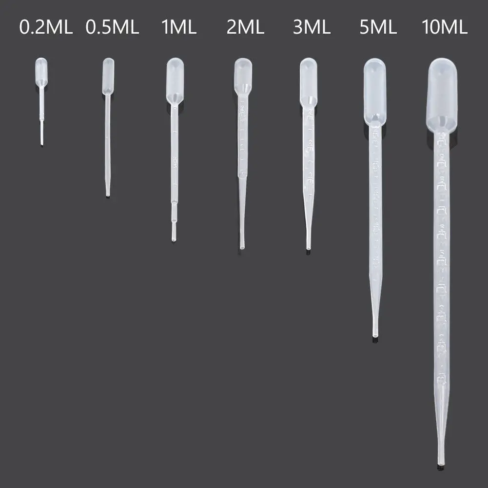 

50Pcs 0.2ml/0.3ml/1ml/2ml/3ml/5ml LDPE Disposable Clear Plastic Eye Dropper Transfer straws Graduated Perfume Liquid Pipettes