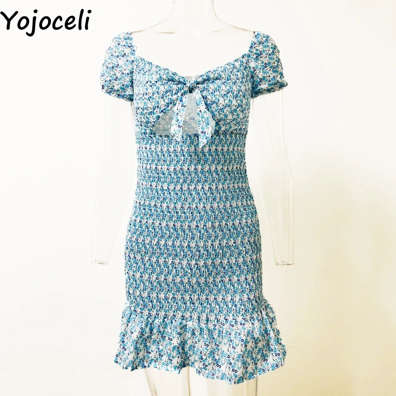 Yojoceli шикарный зеленый платье с цветочным принтом женское облегающее пляжное