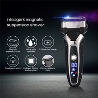 whole body washable electric shaver quick charge mens shaving machine professional 3 blade electric razor with led display 0