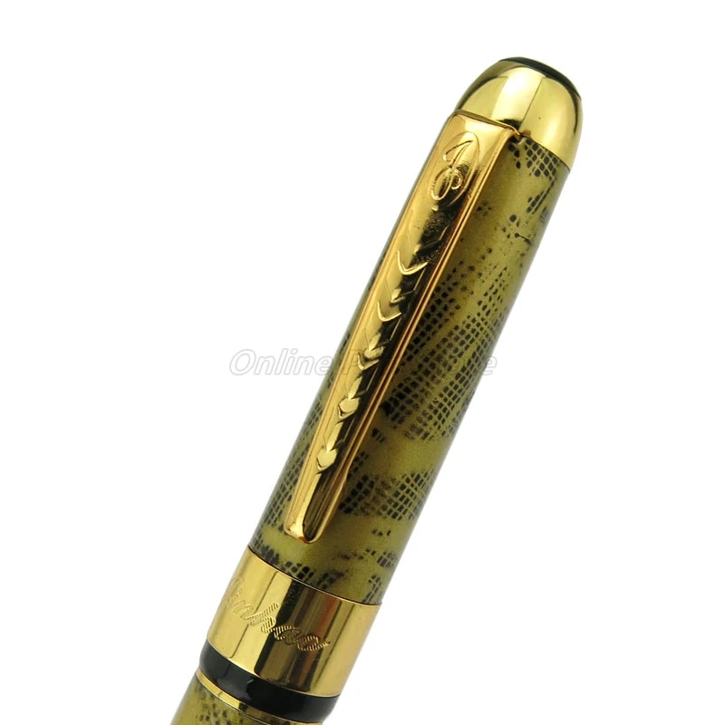 

Jinhao 250 Metal Barrel High-end Refillable Twist Ballpoint Ball Pen Gold Trim Professional Office Stationery Writing Accessory