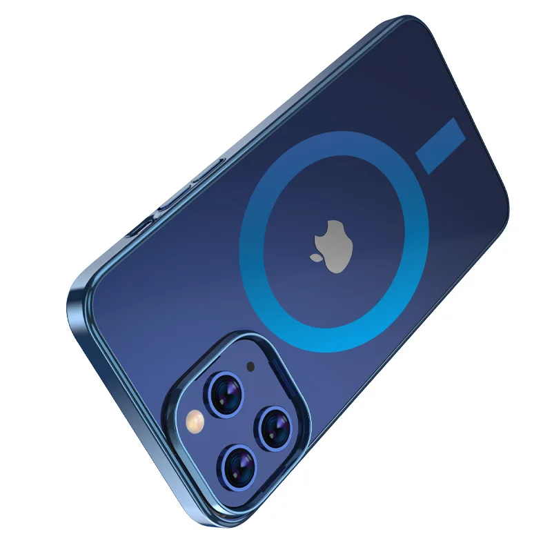 Transparent Magsafing Magnetic Hard Case For iPhone 14 12 13 Pro Max Mini Back Cover Shockproof Wireless Charging Plating Shell