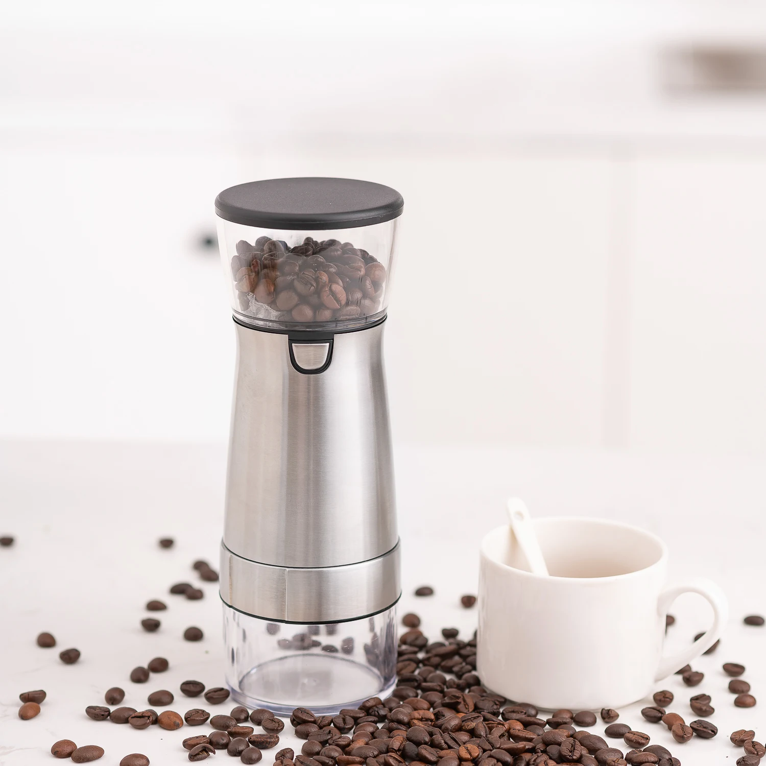

USB Rechargeable Coffee Grinder Stainless Steel Professional Coffee Bean Mill Machine for Nuts Beans Spices Grains Pepper