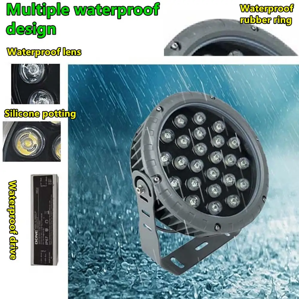 24W Светодиодный прожектор светильник AC85 265V/DC24V IP65 литой DMX512 изменяемый RGB точечный