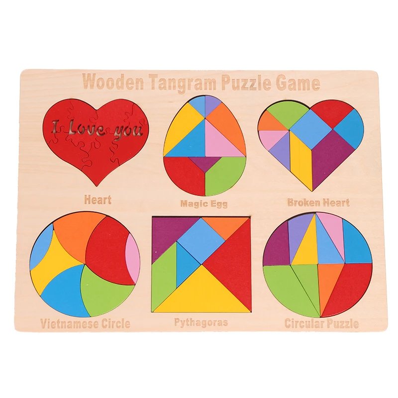 3D деревянные головоломки Tangram, головоломки, настольные игры, головоломка, Детский образовательный Детский пазл, детские игрушки, деревянные подарки