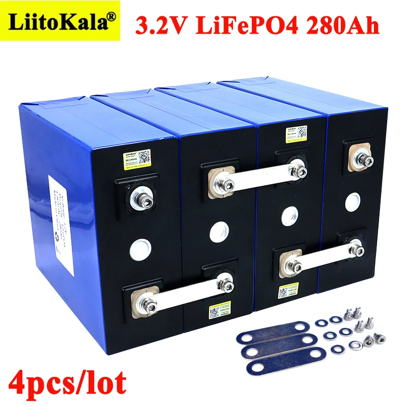 

4x Liitokala 3,2 V 280Ah lifepo4 аккумулятор DIY 12V 280AH перезаряжаемый аккумулятор для электрического автомобиля RV солнечная система хранения энергии