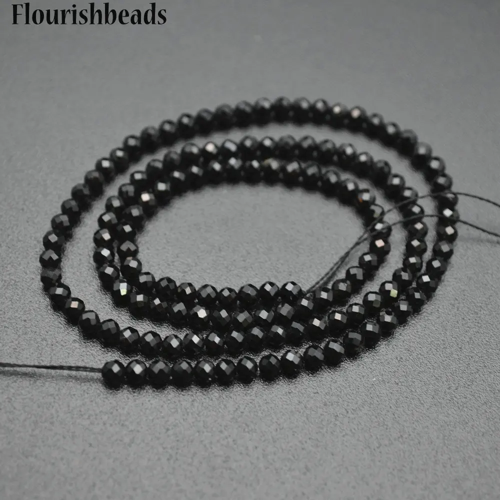 Алмазная резка 3 мм граненый натуральный черный турмалиновый камень небольшого