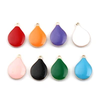 10 pcs double faced enamel wate drop charms copper enamelled drop sequins pendants gold color for diy jewelry making 13 x 9mm