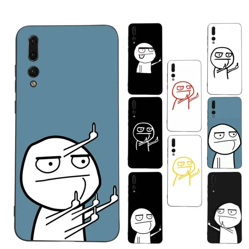 

Funny Man Middle Finger Phone Case Soft Silicone Case For Huawei p 30lite p30 20pro p40lite P30 Capa