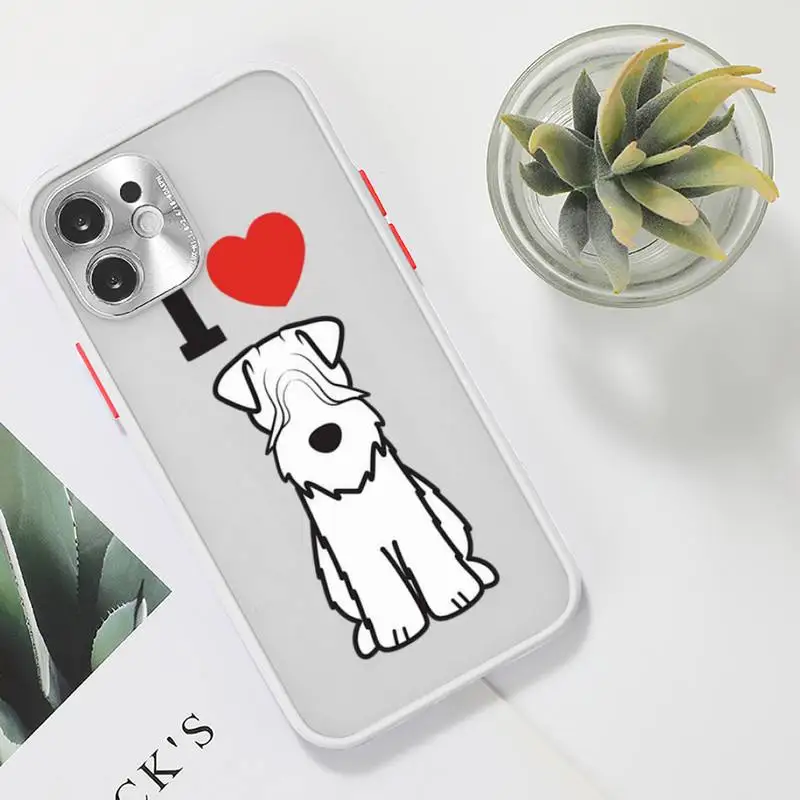 

Schnauzer Phone Case For iPhone 12 11 Mini Pro XR XS Max 7 8 Plus X Matte transparent White Back Cover