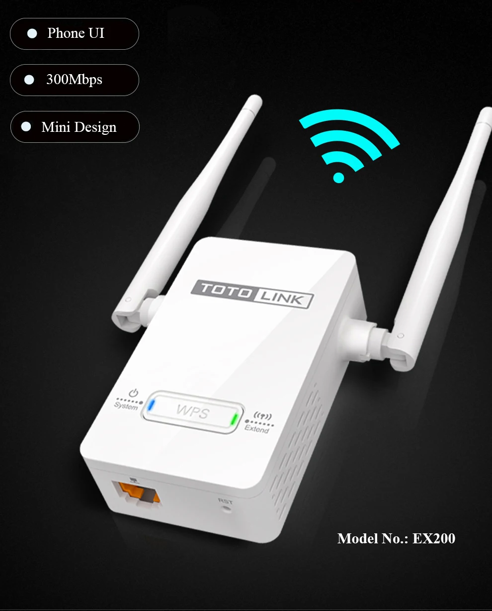 TOTOLINK Wifi Range удлинитель EX200 300 Мбит/с Простая настройка беспроводной ретранслятор с 2* 4dBi внешними антеннами усилитель Сетевой удлинитель