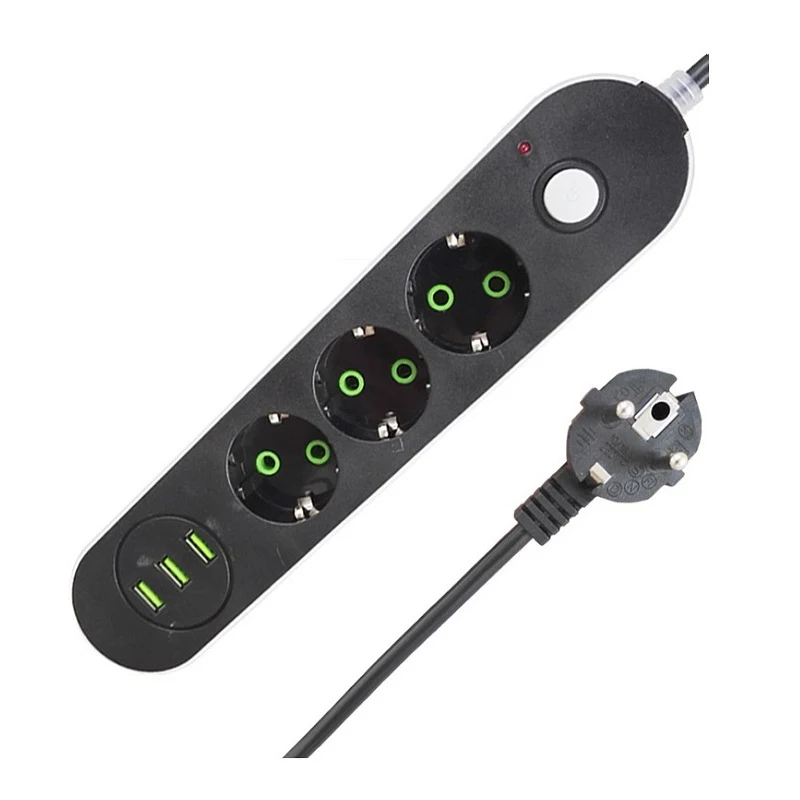 Умный USB Мощность розеток EU/FC штекер 3 розетки Порты и разъёмы Зарядное устройство