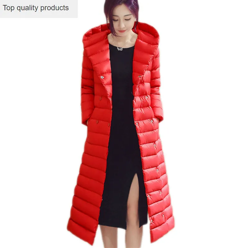 Down HIJKLNL Long Jacket 2023 New Plus Size Hooded Ultra Thin Down Jacket Women Winter Duck Down Coat Female Overcoat LH1269