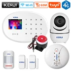 KERUI W204 Wifi GSM домашняя система охранной сигнализации 2,4 дюймов Сенсорная панель управление через приложение дверной датчик инфракрасный датчик движения датчик дыма