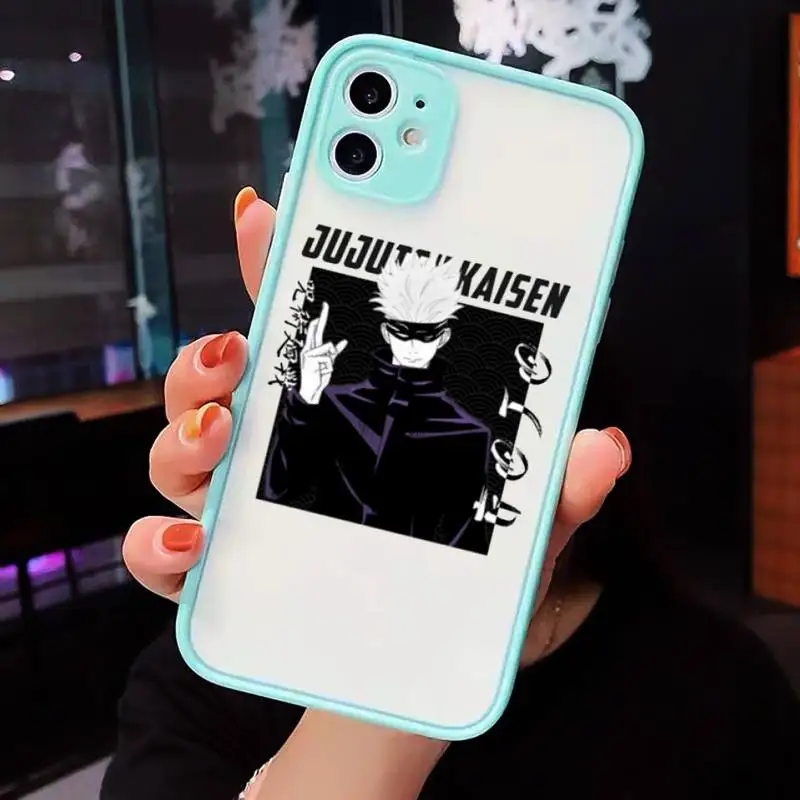 

Jujutsu Kaisen Anime Cartoon Phone Case For iPhone 12 11 Mini Pro XR XS Max 7 8 Plus X Matte transparent blue Back Cover