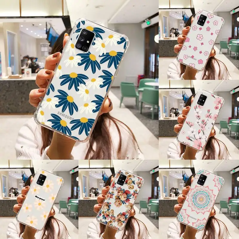

Cute cartoon daisy flower Phone Case Transparent For Samsung A51 A50 A71 A70 A81 M60S Note S21 S 20 10 9 8 11 E Plus Ultra