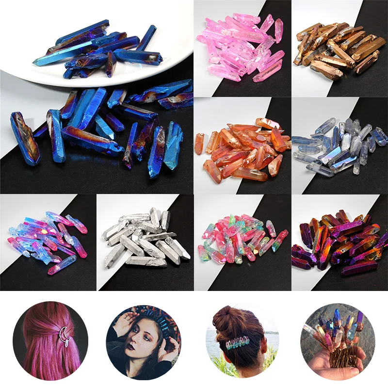 Бусины Из Натуральной кварцевая палочка радужные бусины с кристаллами для