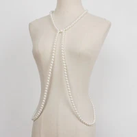 sexy pearl long necklace body chain hand beaded original design imitation pearl shoulder chain jewelry
