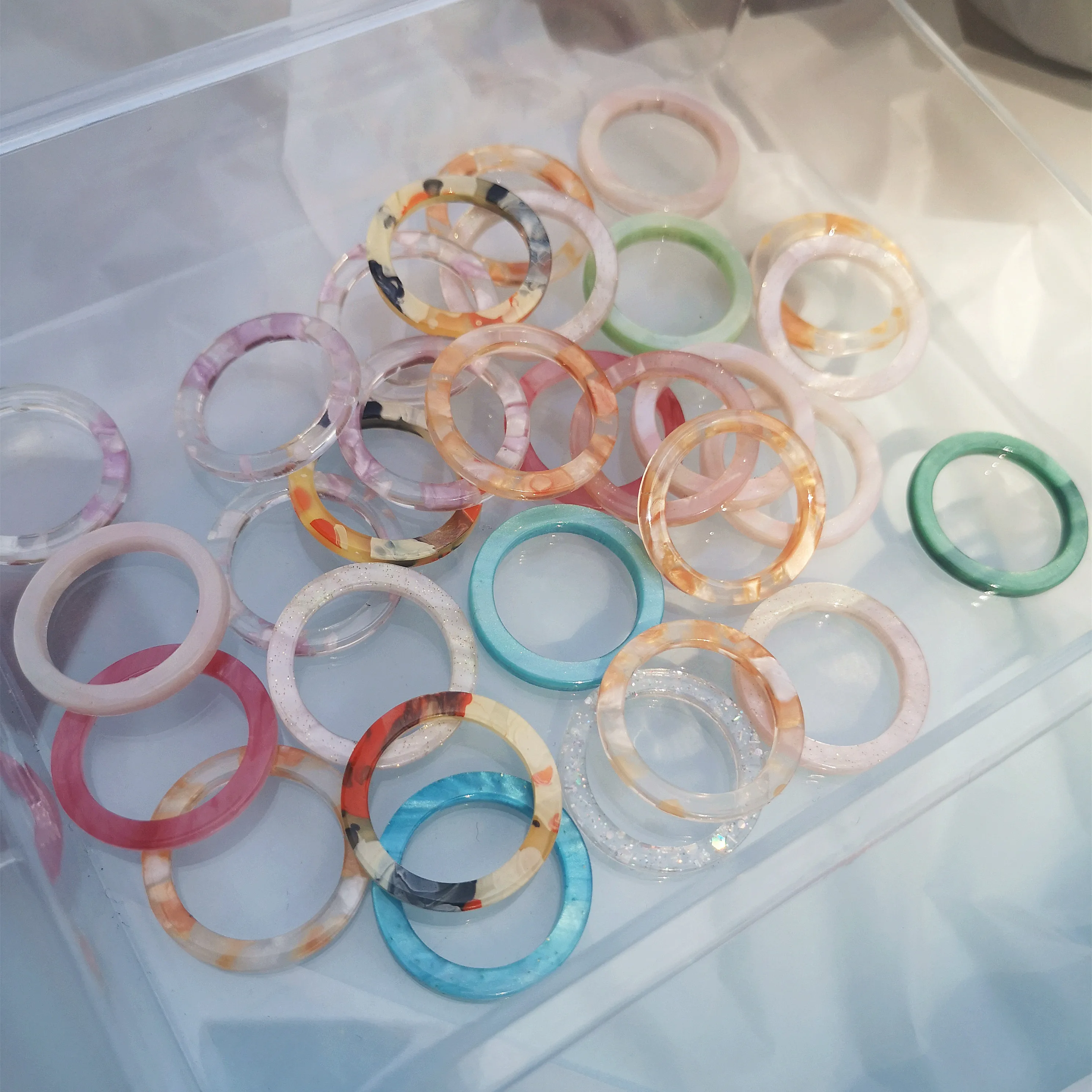 Элегантный модный простой Красочный прозрачный резиновый набор колец акриловое