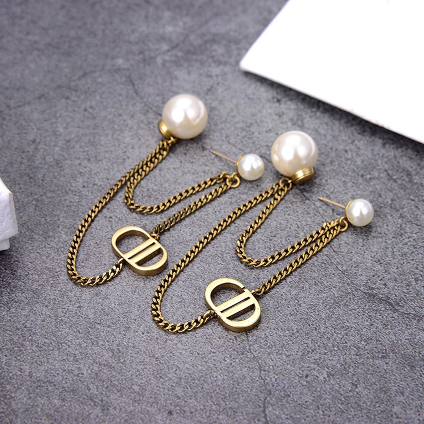 

New style pearl tassel earrings charms fashion personality retro style Fine jewelry for woman 2021 trend new Dangle earrings