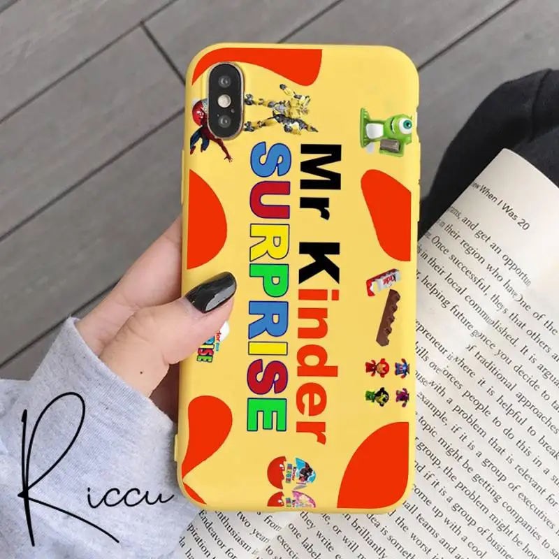 

Hot fun egg kinder joy glossy Case For iPhone 11 Pro X XR XS Max 7 8 6 Plus Chocolate surprise Box Soft silicon Phone Cover Capa