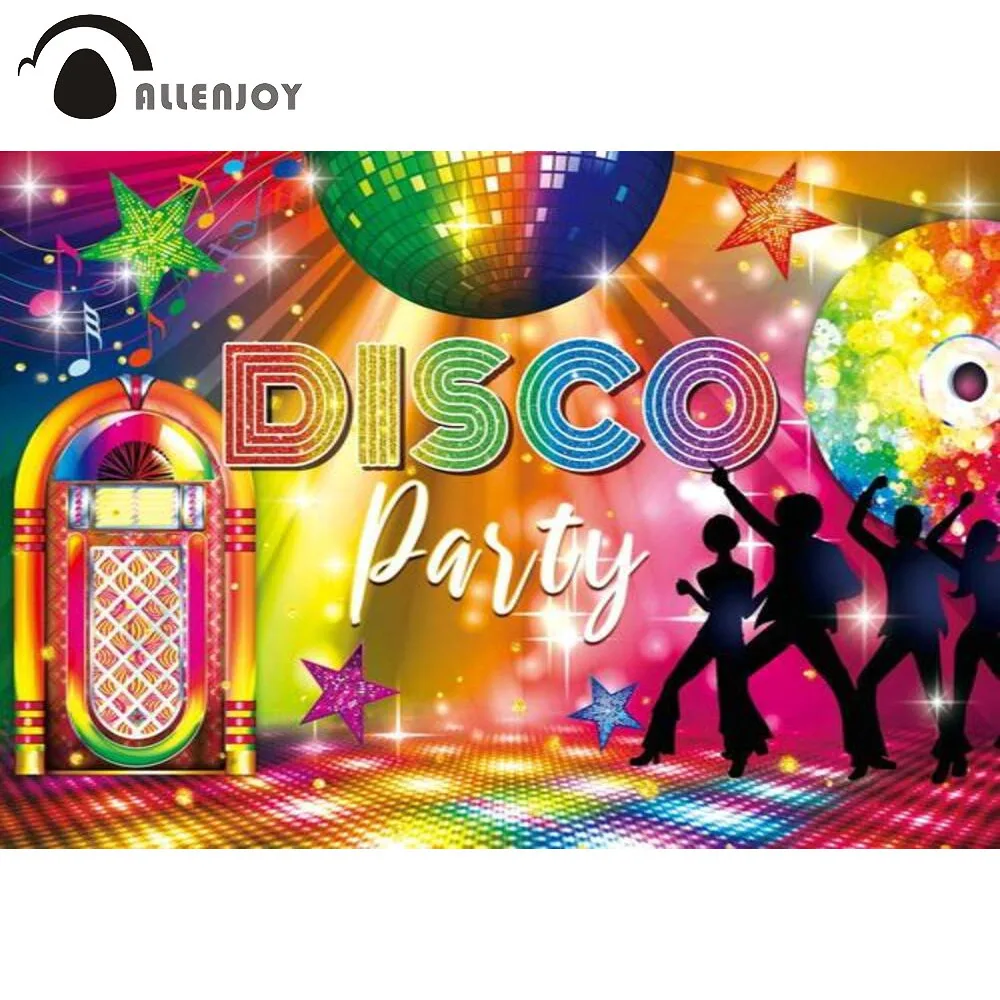 

Allenjoy Disco Party Backdrop 70s 80s Night Club Dance Prom Birthday Glow Neon Party Supplies Banner Colorful Background Decor