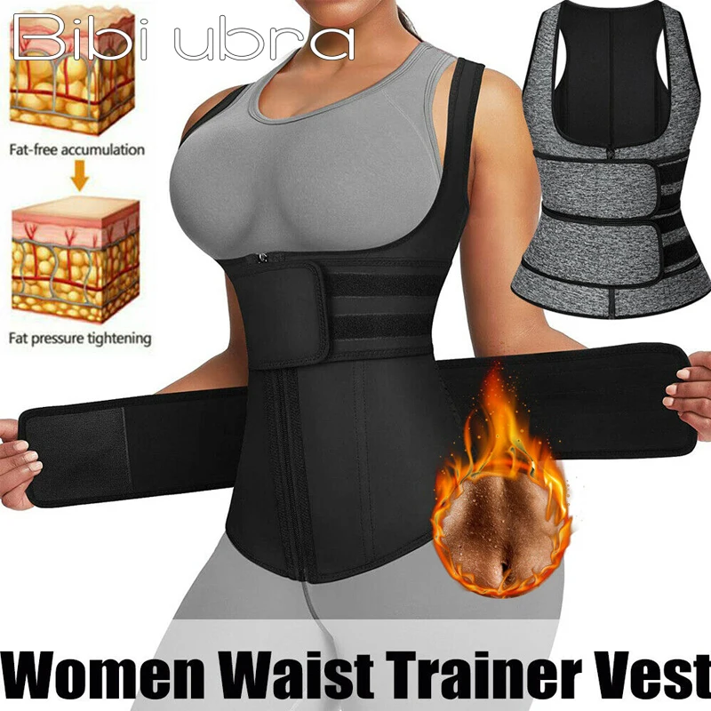 

Sweat Waist Trainer Corrective Vest Rubber Corset Zipper Velcro Shapewear Tummy Control fajas Belt Slimming Body Shaper Bustiers