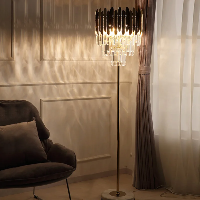 FKL Modern Crystal Floor Lamp Stand For Living Room Reading Bedroom Standing Indoor Light Fixtures | Освещение