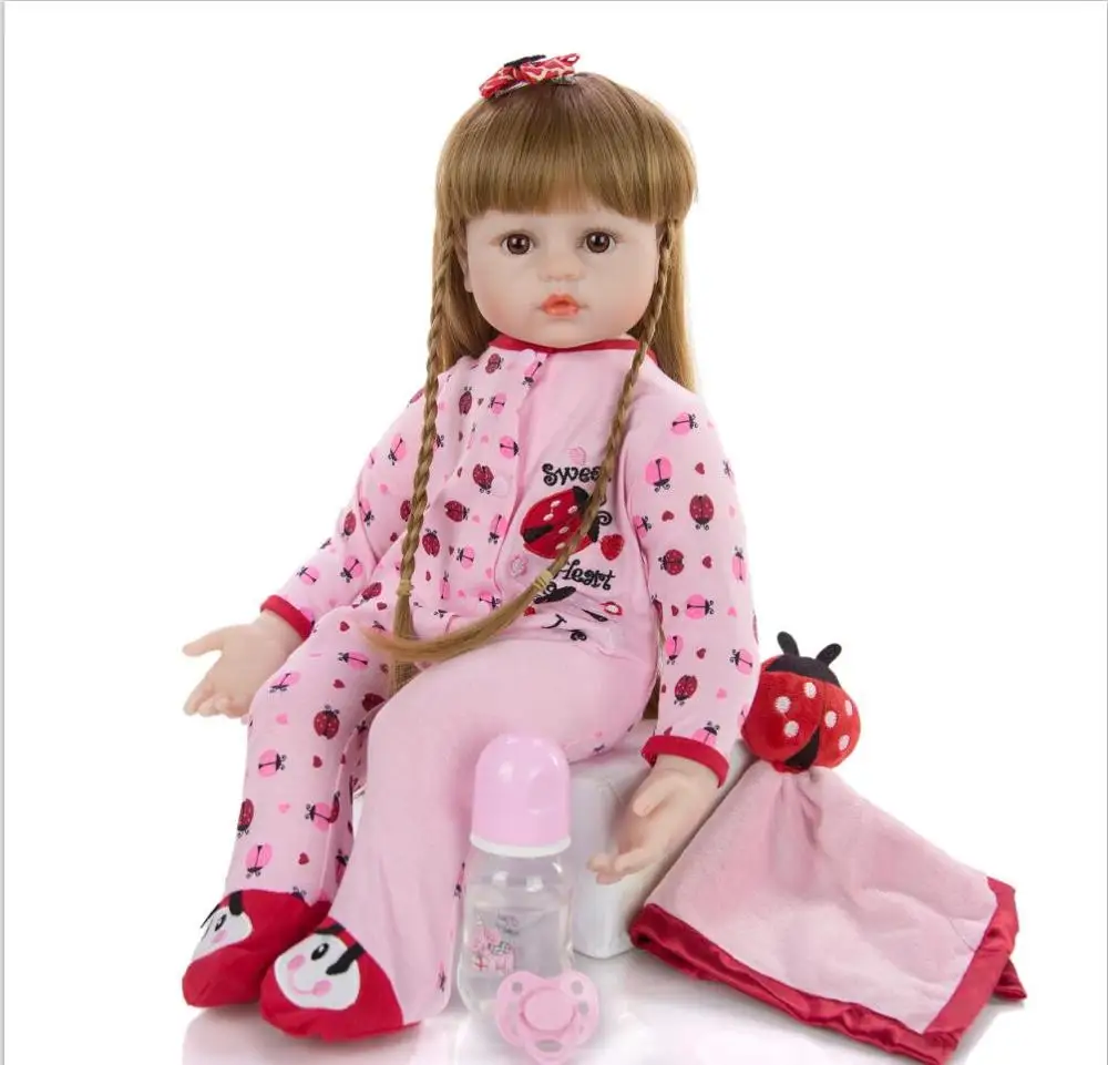 doll 2 KEIUMI реалистичные мягкие виниловые Детские куклы 60 см реалистичные силиконовые Reborn с DIY кудри или длинные волосы Real Playmate - Цвет: doll 2