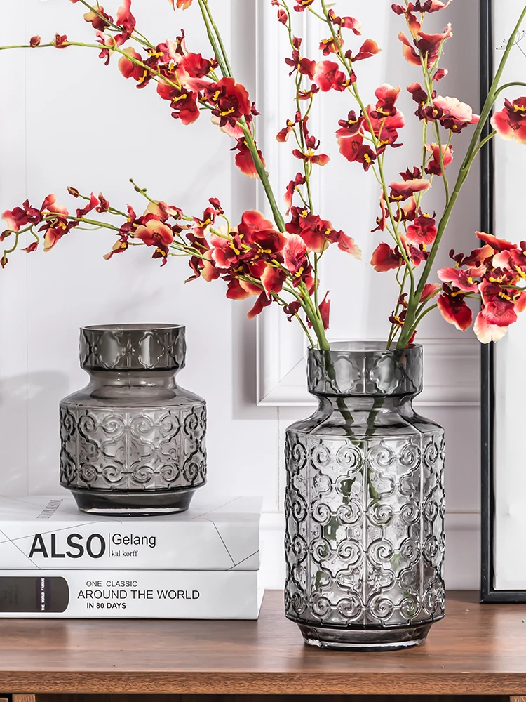 

European Relief Glass Vase Dinner Table Furnishing Articles Home Decoration Office Living Room Flower Arrangement Hydroponic