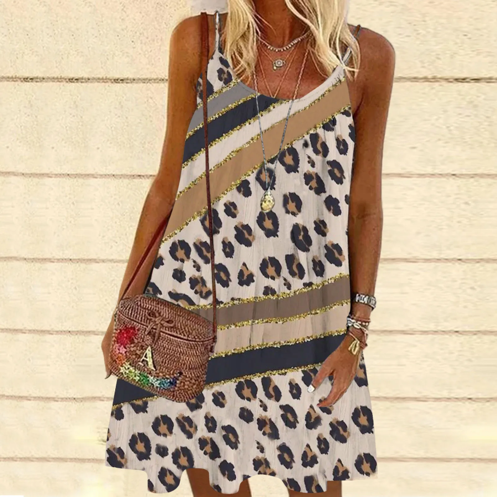 

40# Color Block Dress Women Sleeveless Summer Dress Ruffle Swing Tank Dress A-line Mini Sundress Bohemia Dress Vestido De Mujer