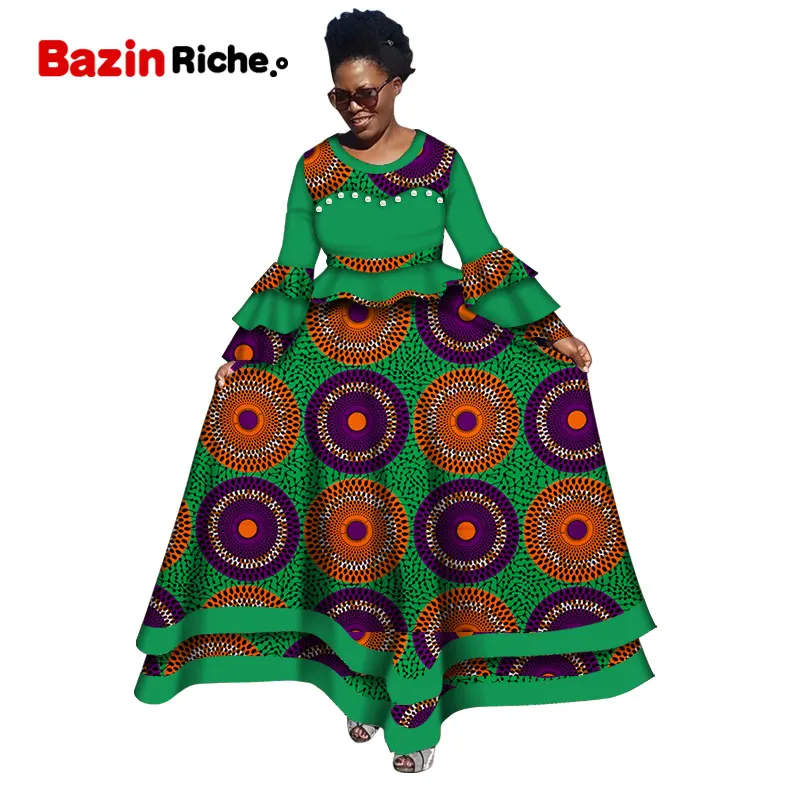 Сезон весна-осень В африканском стиле Одежда в фут Женское Платье макси с длинным
