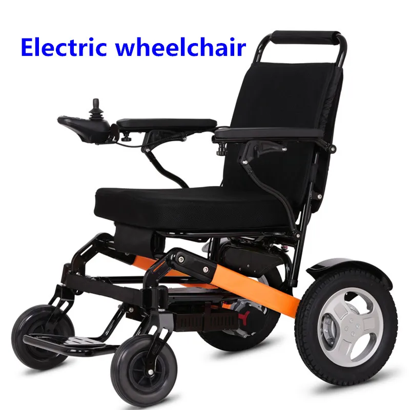 

Free shipping Foldable Electric Wheelchairs Old Aluminium Alloy Portable Lightweight Electric Wheelchair Solid Medical Equipment