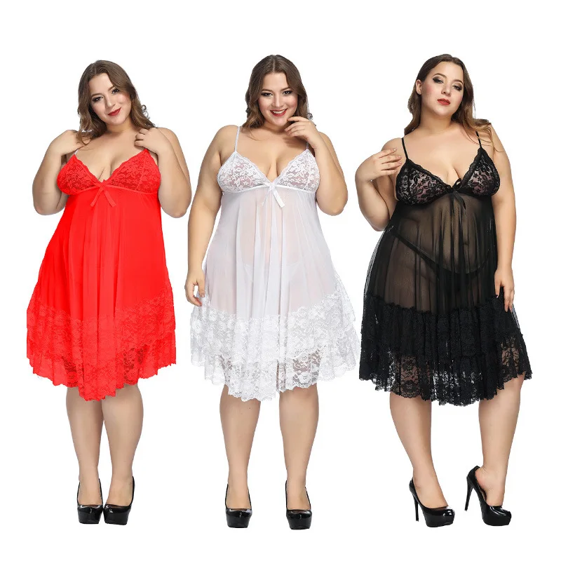 Сексуальное женское нижнее белье 6XL одежда для сна с бантом сетчатая Ночная