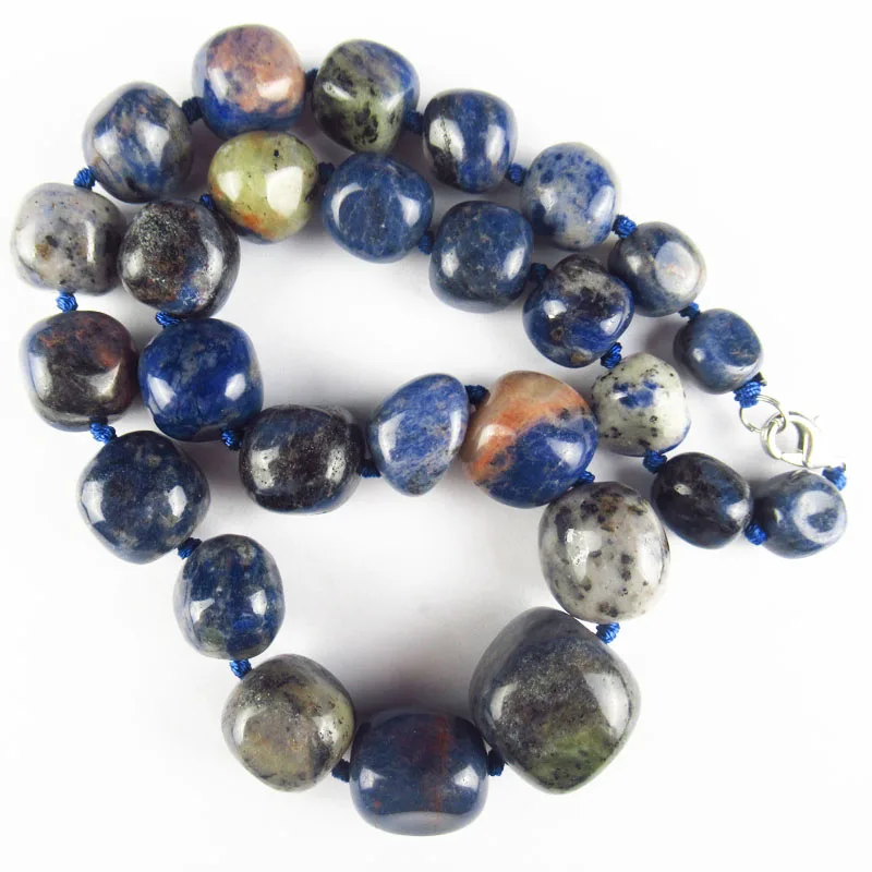 

Lapis Lazuli Freeform Necklace 17.5 Inch 21x22x21mm/12x11x10mm