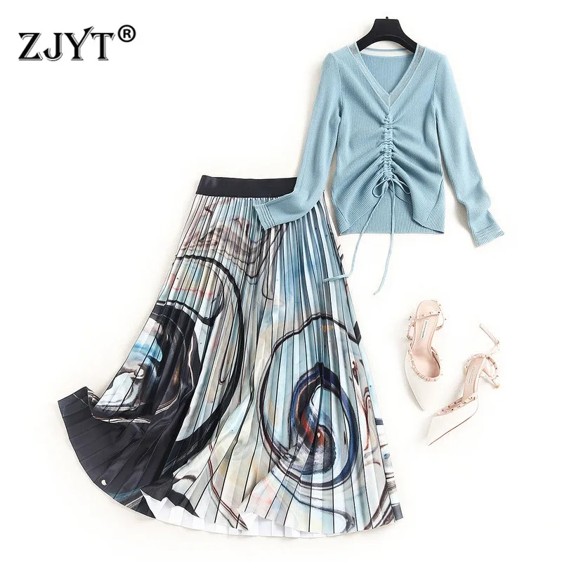 Женский комплект из двух предметов трикотажный топ с длинным рукавом и V образным