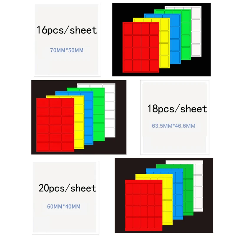 Прямоугольная наклейка для этикеток цветная Водонепроницаемая самоклеящаяся