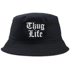 Панама в стиле хип-хоп для девочек и мальчиков, Панама с принтом THUG LIFE, однотонная Двусторонняя уличная рыболовная Кепка с полями в стиле Харадзюку