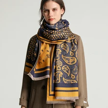 Bufanda cálida estampada para mujer, manta de Cachemira de doble uso, chal de Pashmina de doble cara a la moda, invierno, 2022