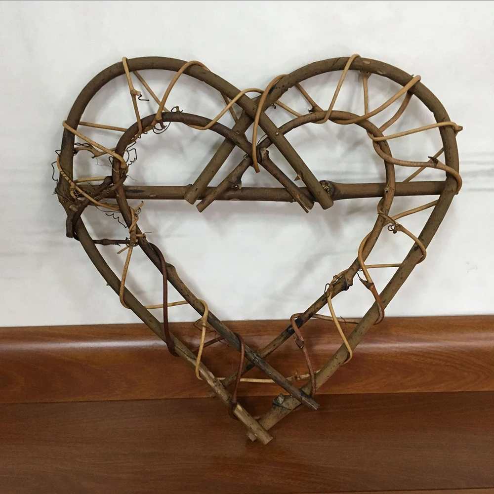 Сушеный венок из ротанга в форме сердца свадебный Рождественское украшение для