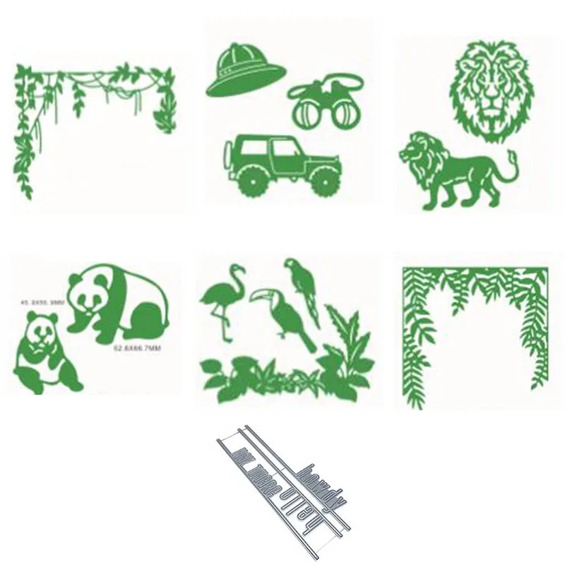 Лев панда машины листья высечки для скрапбукинга ремесло фотоальбом