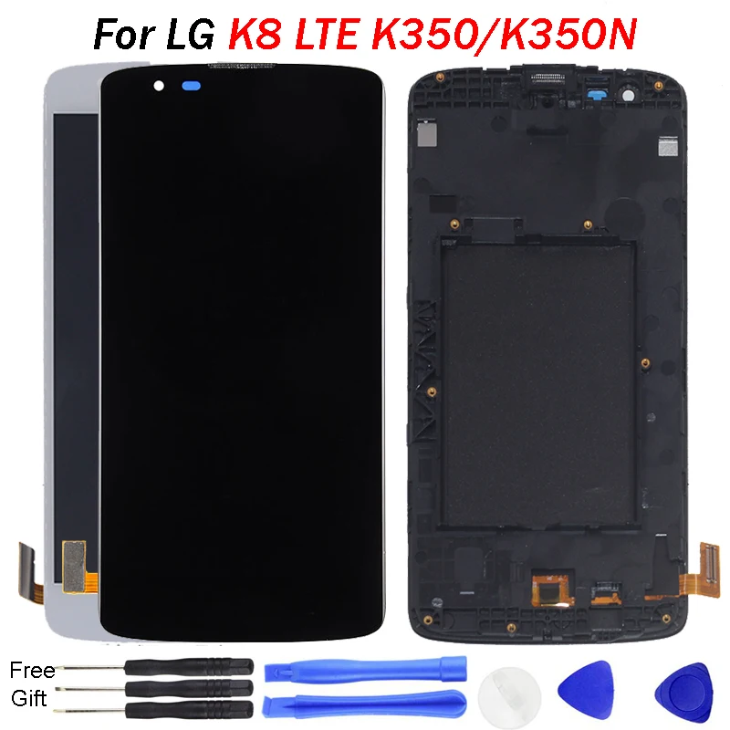 ЖК-дисплей для LG K8 LTE K350 K350N K350E K350DS 2016 дигитайзер ЖК-экрана с сенсорной рамкой в