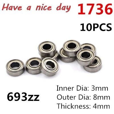 

10pcs/Lot 693ZZ Miniature Ball Bearings 3*8*4mm Small Double Shielded Miniature Carbon Steel Bearing