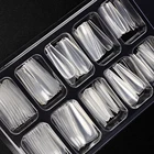 100 шт.кор. прозрачные бесшовные накладные ногти с полным покрытием, накладные ногти, короткие T-образные Подводные ногти