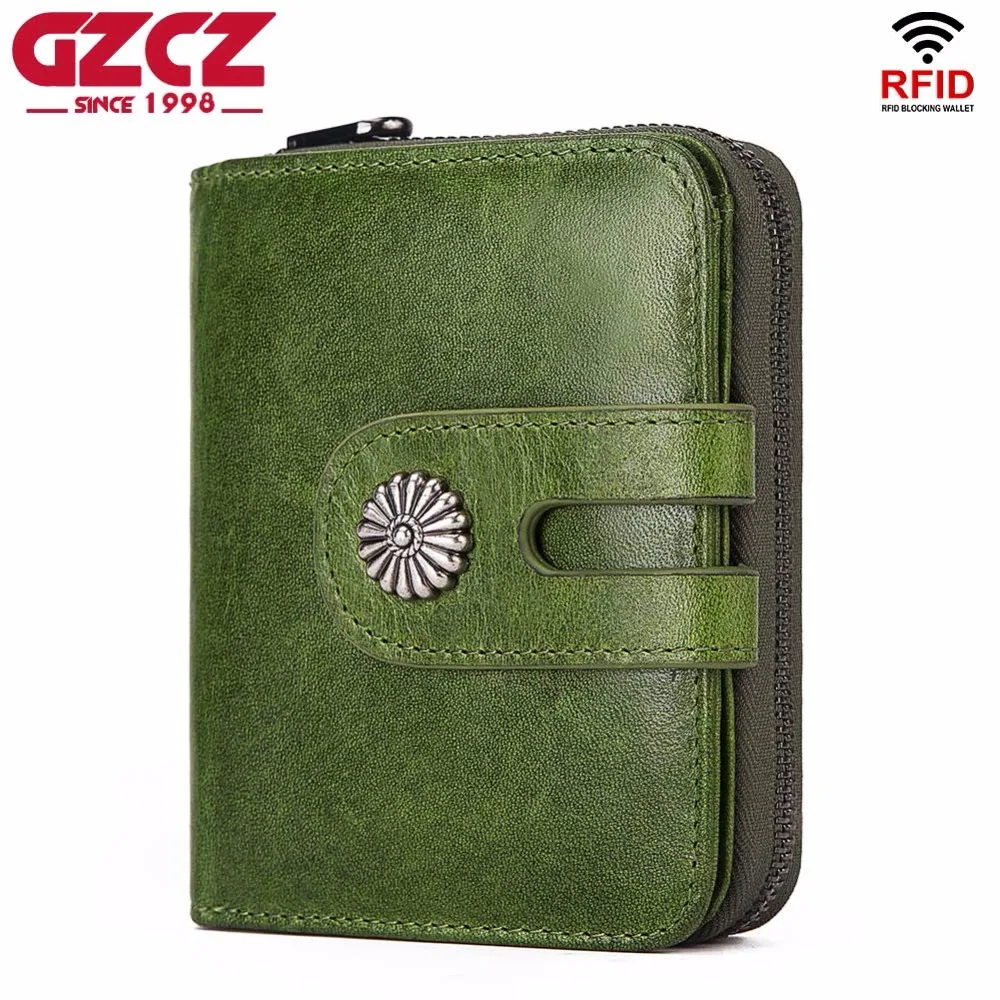 

GZCZ 2019 New Wallet Women Short Genuine Leather Wallet Female Rfid Coin Purse Fashion Money Bag Portomonee Zipper Small Purses