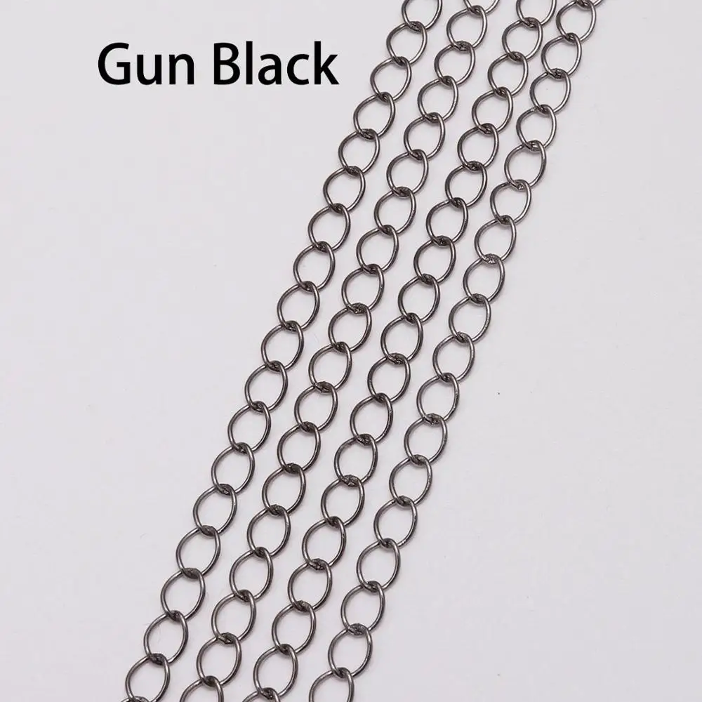 Gun Black 5 м/лот 2,5-4,8 мм позолоченное серебро звено веревки цепи ожерелье поставки DIY для латуни объемная цепь ювелирных изделий Аксессуары - Цвет: Gun Black