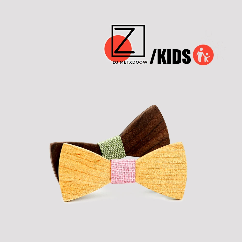 Children Fashion Formal Wooden Bow Tie Kid Classical Geometric Bowties Boys Butterfly Wedding Party Pet Bowtie Tuxedo Ties