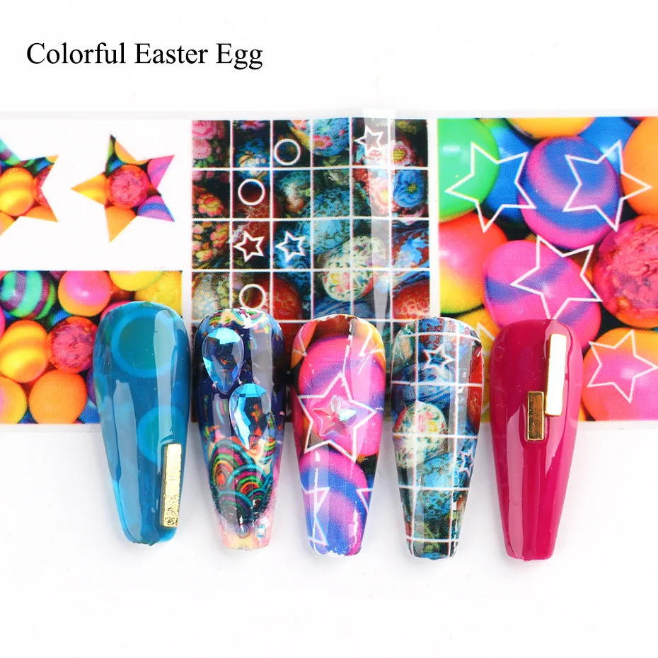 

New Easter Nail Sticker Transfer Paper Bunny Head Egg Flower Cartoon Nail Sticker Nail Decal Nail Decoration Nail Art Nails