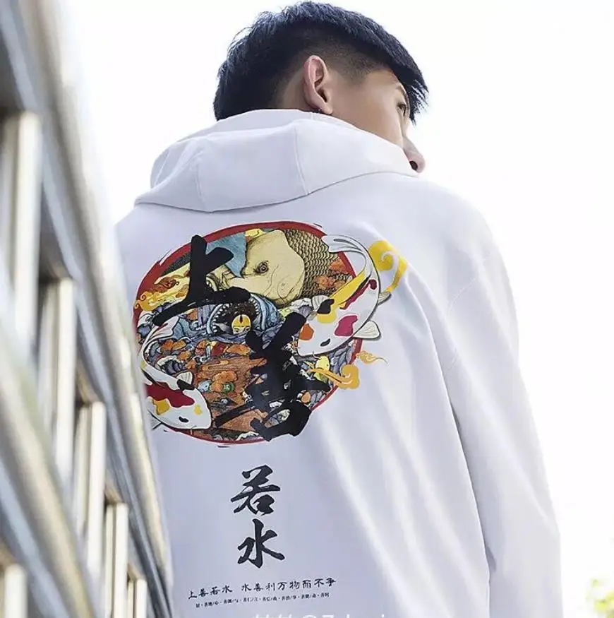 Японские толстовки мужские повседневные осенние топы с круглым вырезом в стиле