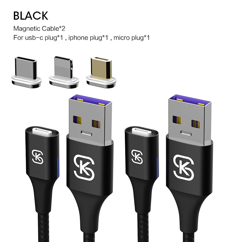 2 cable 3 plug SIKAI Qi 3,0 Беспроводное зарядное устройство приемник type-c кабель Магнитный адаптер Pad катушка для Xiao mi 9 se беспроводной модуль быстрое зарядное устройство - Цвет: 2 cable 3 plug